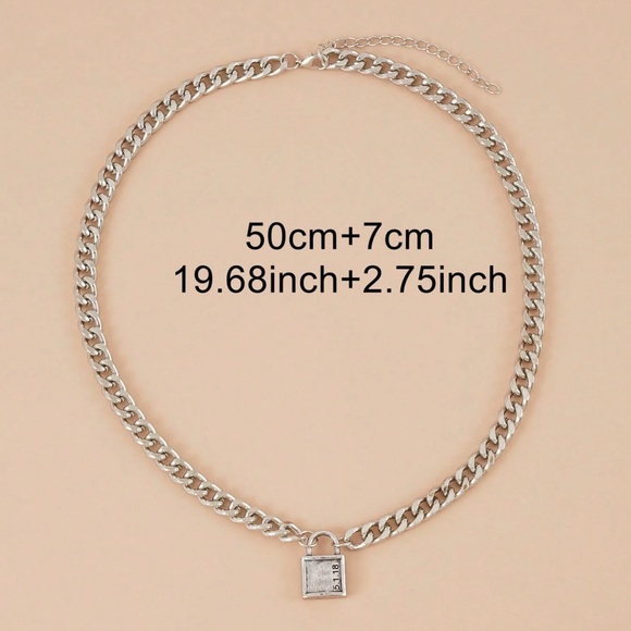 Chunky Silver Padlock Necklace - Picture 2 of 6